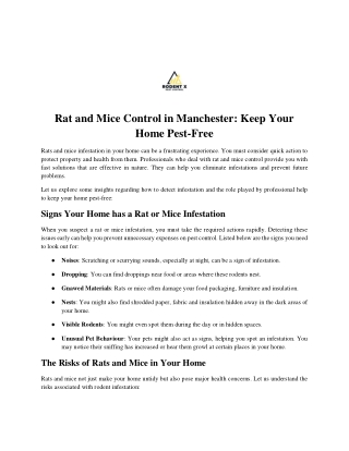 Rat and Mice Control in Manchester Keep Your Home Pest-Free