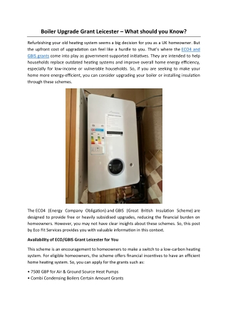 Boiler Upgrade Grant Leicester – What should you Know