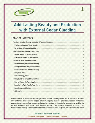 Add Lasting Beauty and Protection with External Cedar Cladding