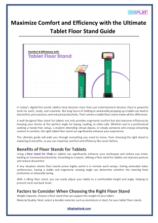 Maximize Comfort and Efficiency with the Ultimate Tablet Floor Stand Guide