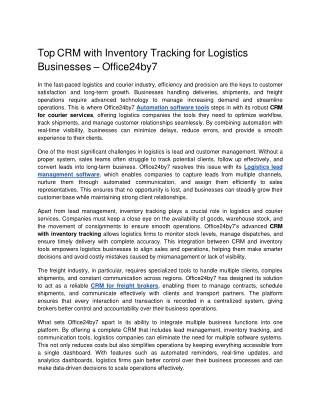 Top CRM with Inventory Tracking for Logistics Businesses  Office24by7 docx  Google Docs