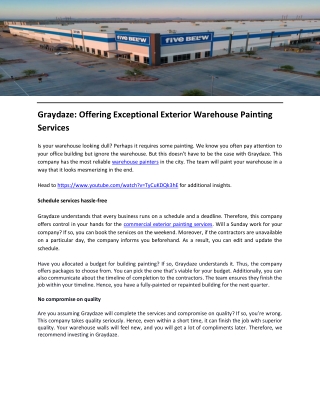 Graydaze Offering Exceptional Exterior Warehouse Painting Services