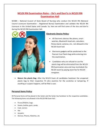 Do's and Don'ts in NCLEX RN Examination