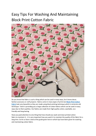 Easy Tips For Washing And Maintaining Block Print Cotton Fabric