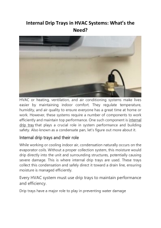 Internal Drip Trays in HVAC Systems- What’s the Need.docx