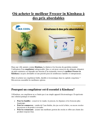 Où acheter le meilleur Freezer in Kinshasa à des prix abordables