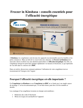 Freezer in Kinshasa : conseils essentiels pour l’efficacité énergétique