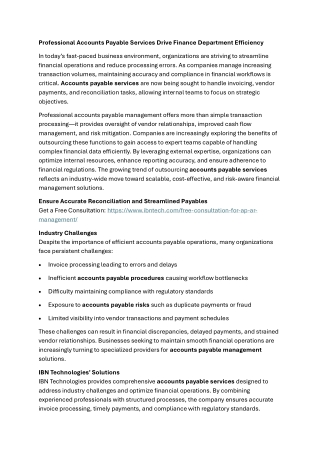 Professional Accounts Payable Services Drive Finance Department Efficiency