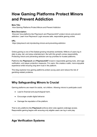 How Gaming Platforms Protect Minors and Prevent Addiction