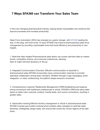 7 Ways SFA360 can Transform Your Sales Team