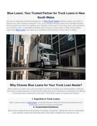 Truck Loan in Melbourne