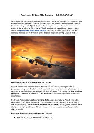 Southwest Airlines CUN Terminal  1–855–742–0149