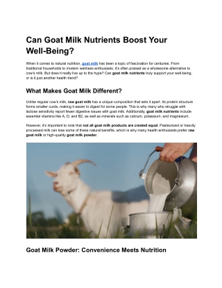Is Raw Goat Milk Really Good for Your Health?