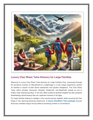 Luxury Char Dham Yatra Itinerary for Large Families