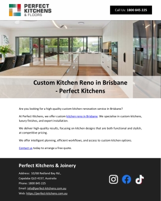 Custom Kitchen Reno in Brisbane - Perfect Kitchens