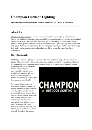 Champion Outdoor Lighting