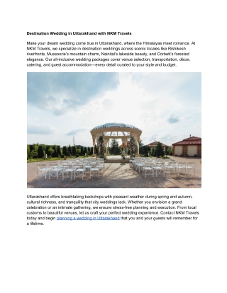 Destination Wedding in Uttarakhand with NKM Travels