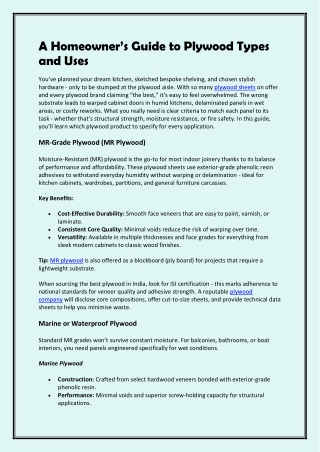 A Homeowner’s Guide to Plywood Types and Uses