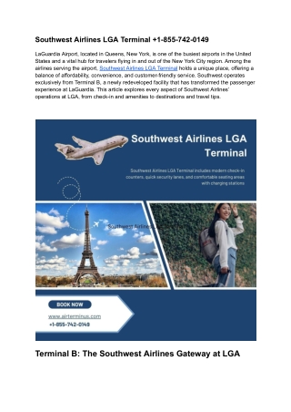Southwest Airlines LGA Terminal  1-855-742-0149