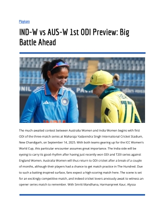 IND-W vs AUS-W 1st ODI Preview_ Big Battle Ahead