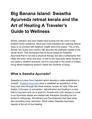 Big Banana Island_ Swastha Ayurveda retreat kerala and the Art of Healing A Traveler’s Guide to Wellness