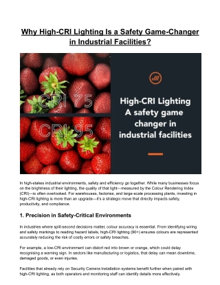 Why High-CRI Lighting Is a Safety Game-Changer in Industrial Facilities?