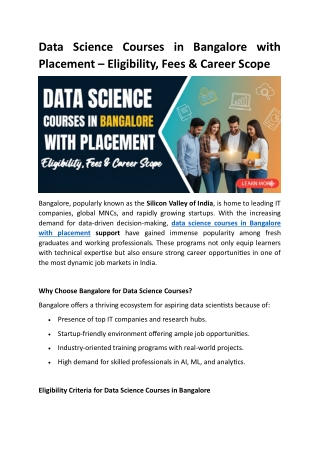 Data Science Courses in Bangalore with Placement