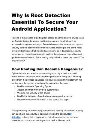 Why Is Root Detection Essential To Secure Your Android Application