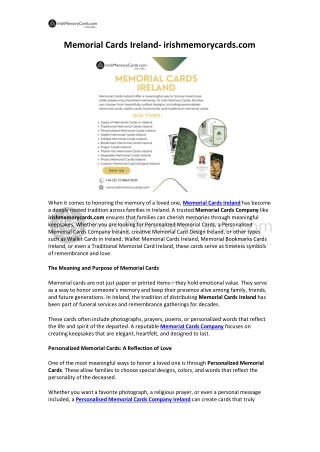 Memorial Cards Ireland