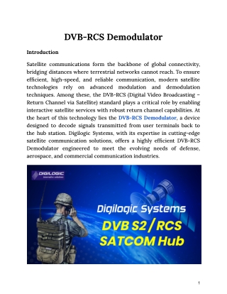 DVB-RCS Demodulator From Digilogic Systems