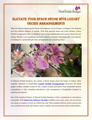 Elevate Your Space Décor with Luxury Orchid Arrangements