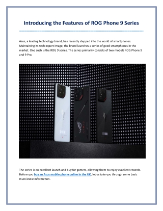 Introducing the Features of ROG Phone 9 Series