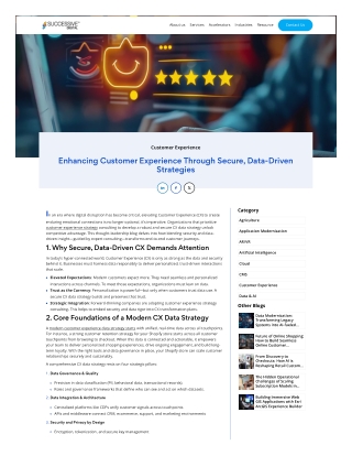 Enhancing Customer Experience Through Secure, Data‑Driven Strategies