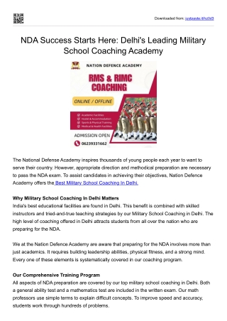 NDA Success Starts Here Delhi's Leading Military School Coaching Academy