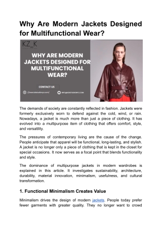 Why Are Modern Jackets Designed for Multifunctional Wear