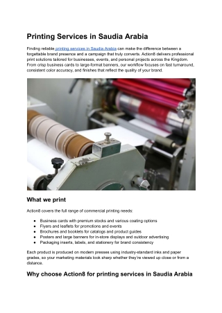 Printing Services in Saudia Arabia