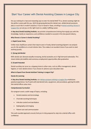 Start Your Career with Dental Assisting Classes