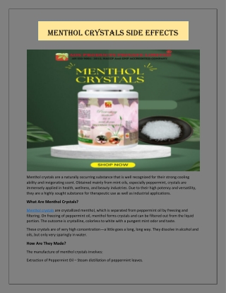 Menthol crystals side effects