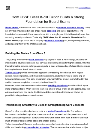 How CBSE Class 8–10 Tuition Builds a Strong Foundation for Board Exams