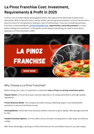 La Pinoz Franchise Cost Investment, Requirements & Profit in 2025