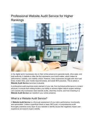 Professional Website Audit Service for Higher Rankings