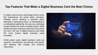 Top Features That Make a Digital Business Card the Best Choice