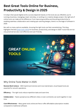 Best Great Tools Online for Business, Productivity & Design in 2025