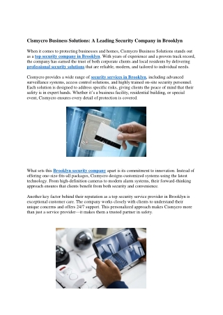 Cismycro Business Solutions: A Leading Security Company in Brooklyn