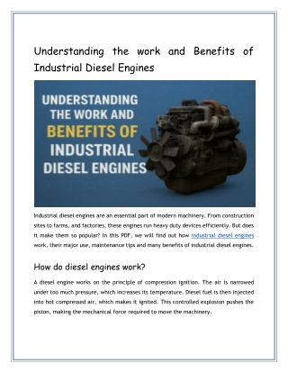 Benefits of Industrial Diesel Engines