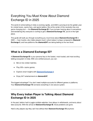 Everything You Must Know About Diamond Exchange ID in 2025