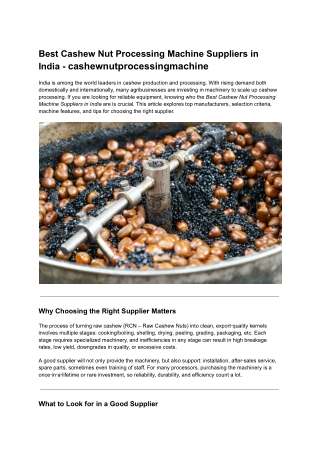 Best Cashew Nut Processing Machine Suppliers in India - cashewnutprocessingmachine