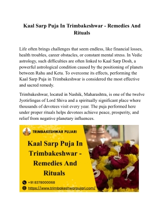 Kaal Sarp Puja In Trimbakeshwar - Remedies And Rituals