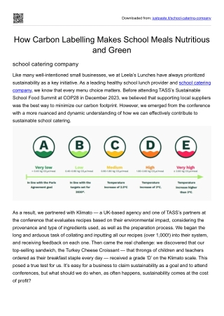 How Carbon Labelling Makes School Meals Nutritious and Green