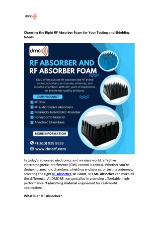 Choosing the Right RF Absorber Foam for Your Testi